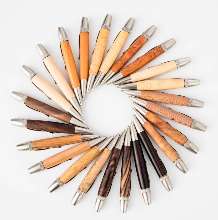 preciouswoodseries Handmade Ballpoint Pen made in Japan, Precious Wood Pen Series, all lineup