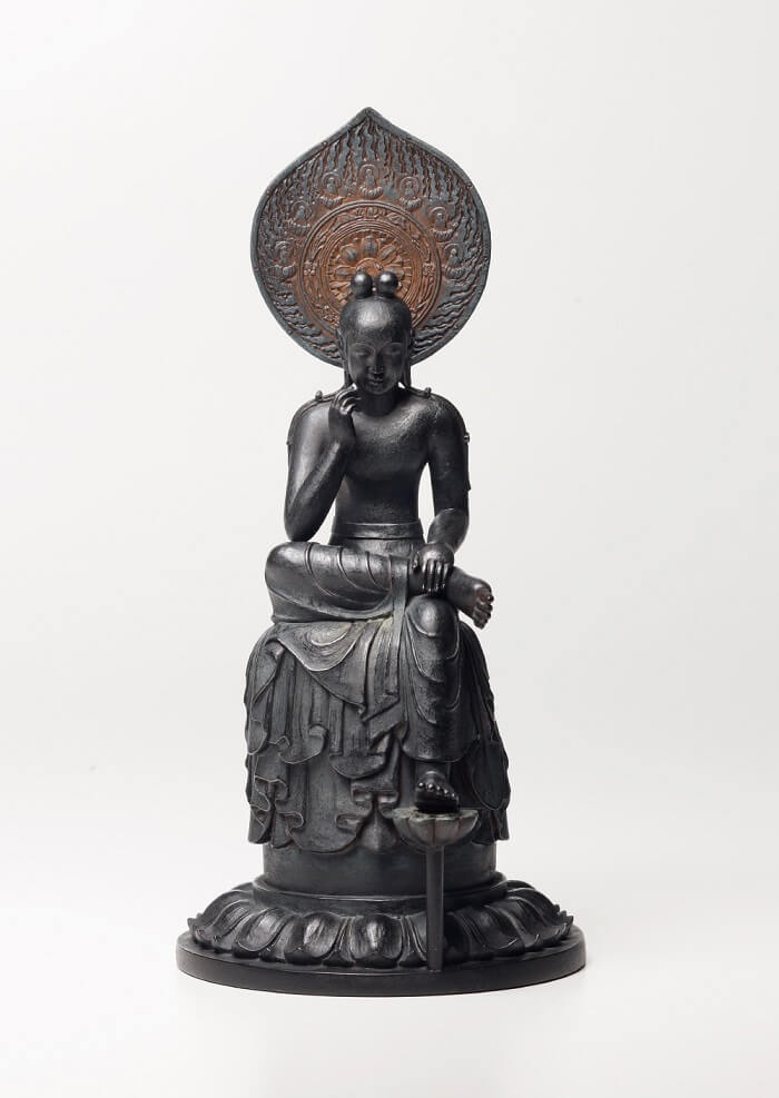 tc3501-2 Buddha Statue for sale, Palm-sized Bosatsu Hanka, entire view of the figurine