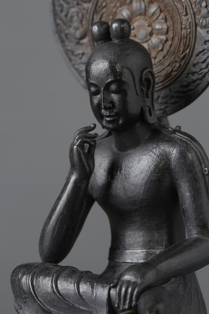 tc3501-5 Buddha Statue for sale, Palm-sized Bosatsu Hanka, zooming up to upper body