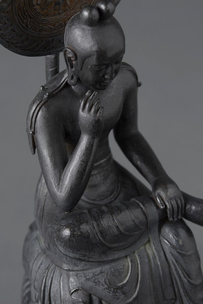 tc3501-6 Buddha Statue for sale, Palm-sized Bosatsu Hanka, details from upper view