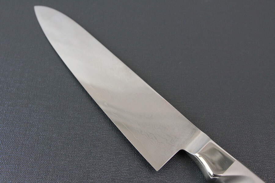 DamMona_Gyuto210_04 Japanese Chef Knife, Damascus Gyuto size M, backside blade details