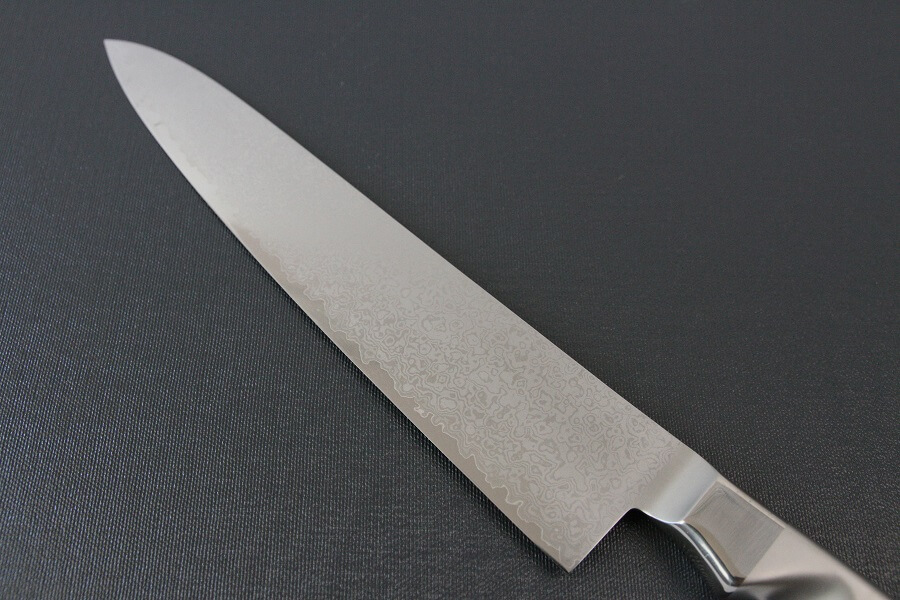 DamMona_Gyuto240_04 Japanese Chef Knife, Damascus Gyuto size L, details of backside blade