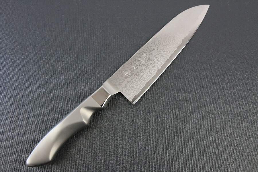 DamMona_Santoku_01 Japanese Chef Knife, Damascus Santoku Multi-purpose, front view