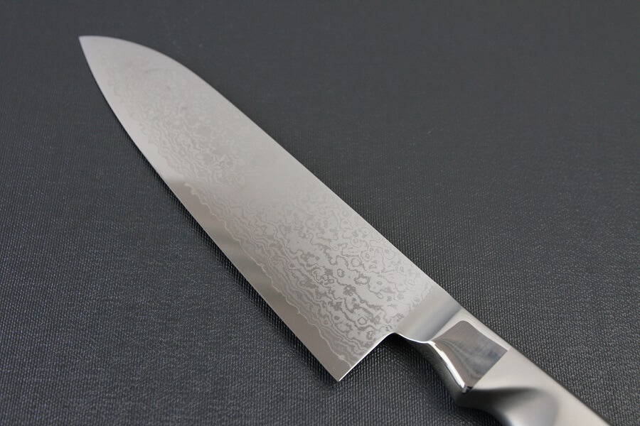 DamMona_Santoku_04 Japanese Chef Knife, Damascus Santoku Multi-purpose, backside blade