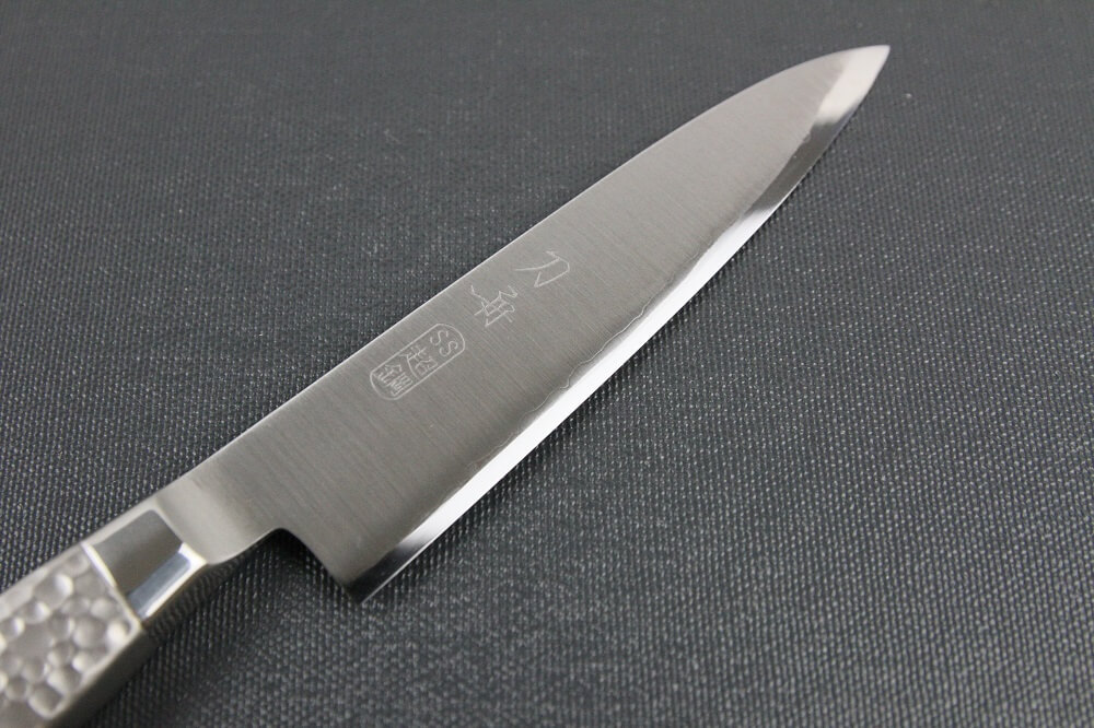 elemon_petit120_02 Japanese Chef Knife, Elegance Monaka Series, petit knife 120mm, details of blade front side