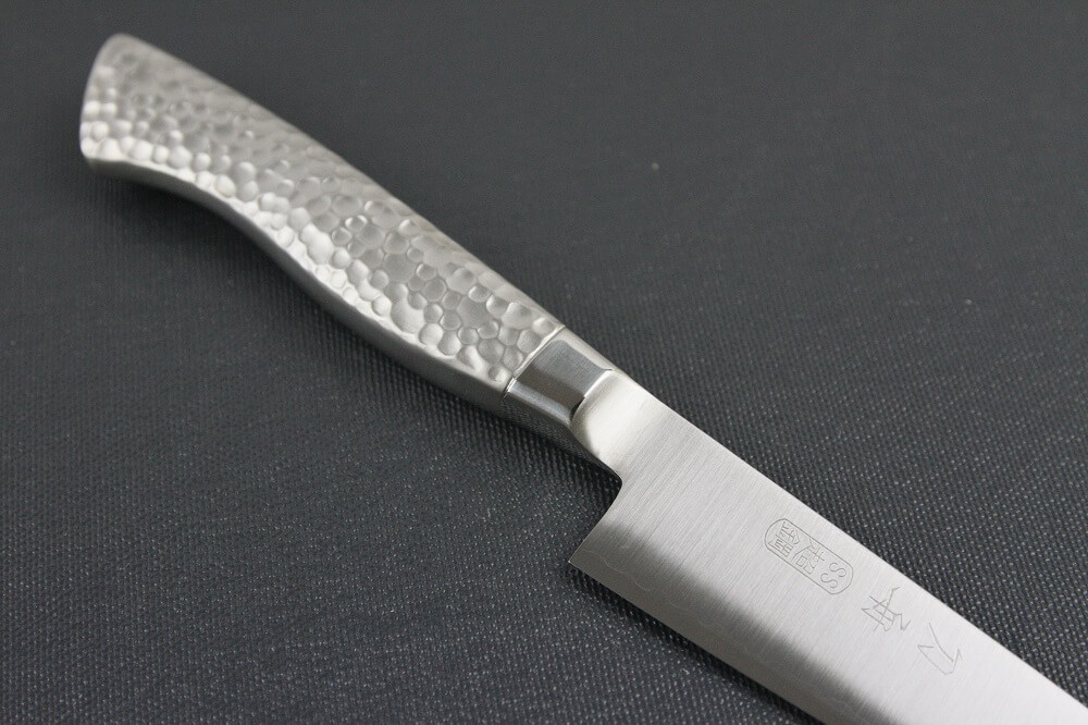 elemon_petit120_07 Japanese Chef Knife, Elegance Monaka Series, petit knife 120mm, diagonal front view