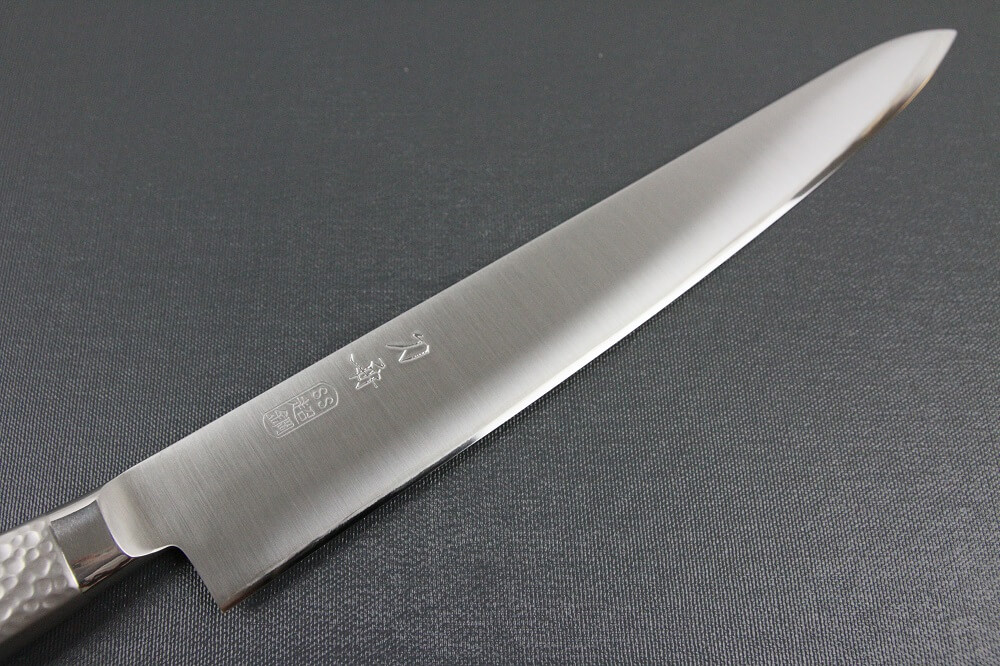 elemon_sujihiki270_02 Japanese Chef Knife, Elegance Monaka Series, Sujikiri slicing knife 270mm, details of blade front side