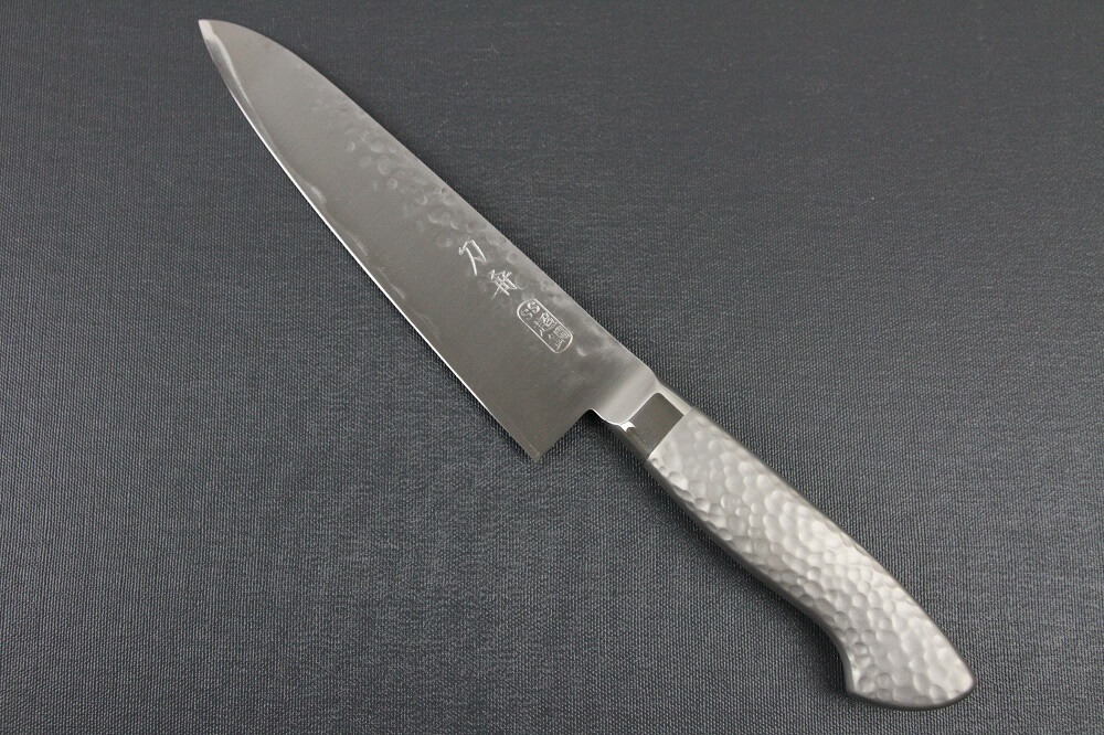 hamfin_gyuto180L_01 Japanese Chef Knife, Hammer Finish Series, Gyuto chef knife 180mm left-handed, front view