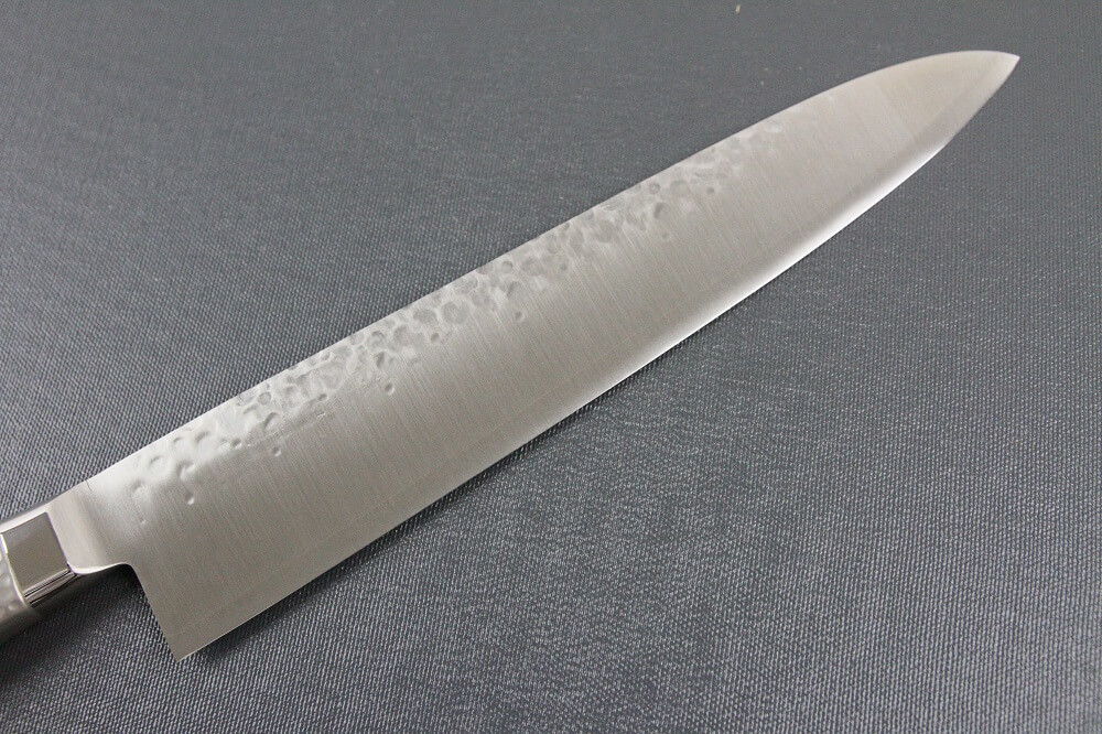hamfin_gyuto240L_04 Japanese Chef Knife, Hammer Finish Series, Gyuto chef knife 240mm left-handed, details of blade backside
