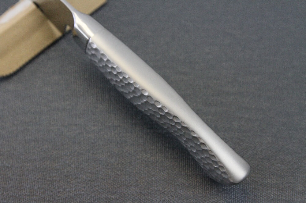 hamfin_petit120_06 Japanese Chef Knife, Hammer Finish Series, Petit knife 120mm, handle top view