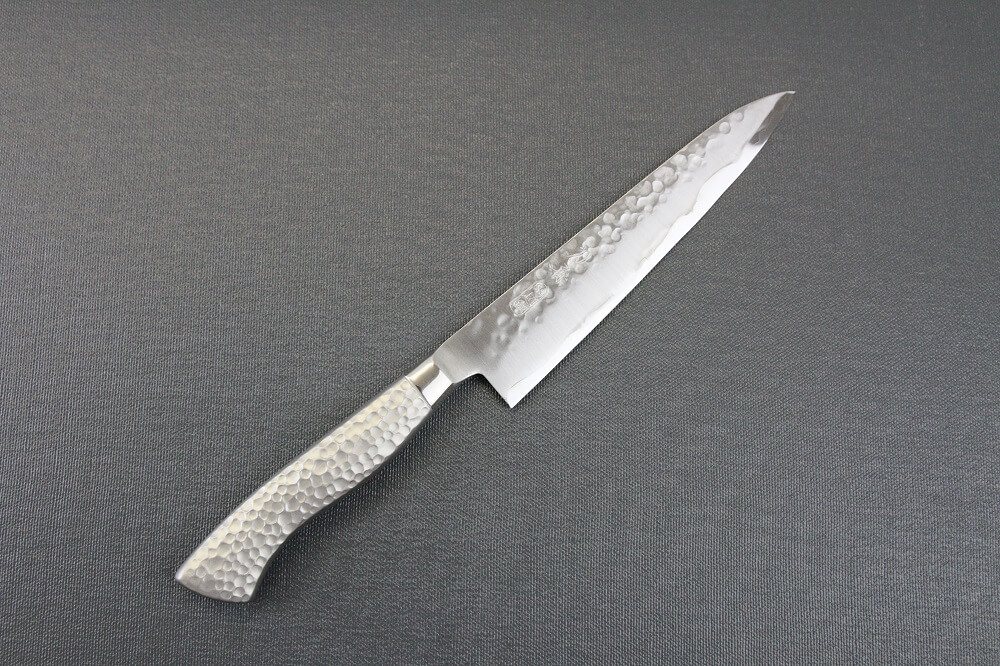 hamfin_petit150_01 Japanese Chef Knife, Hammer Finish Series, Petit knife 150mm, front view