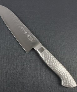 Japanese Chef Knife, Hammer Finish Series, Santoku multi-purpose knife 150mm left-handed, front view