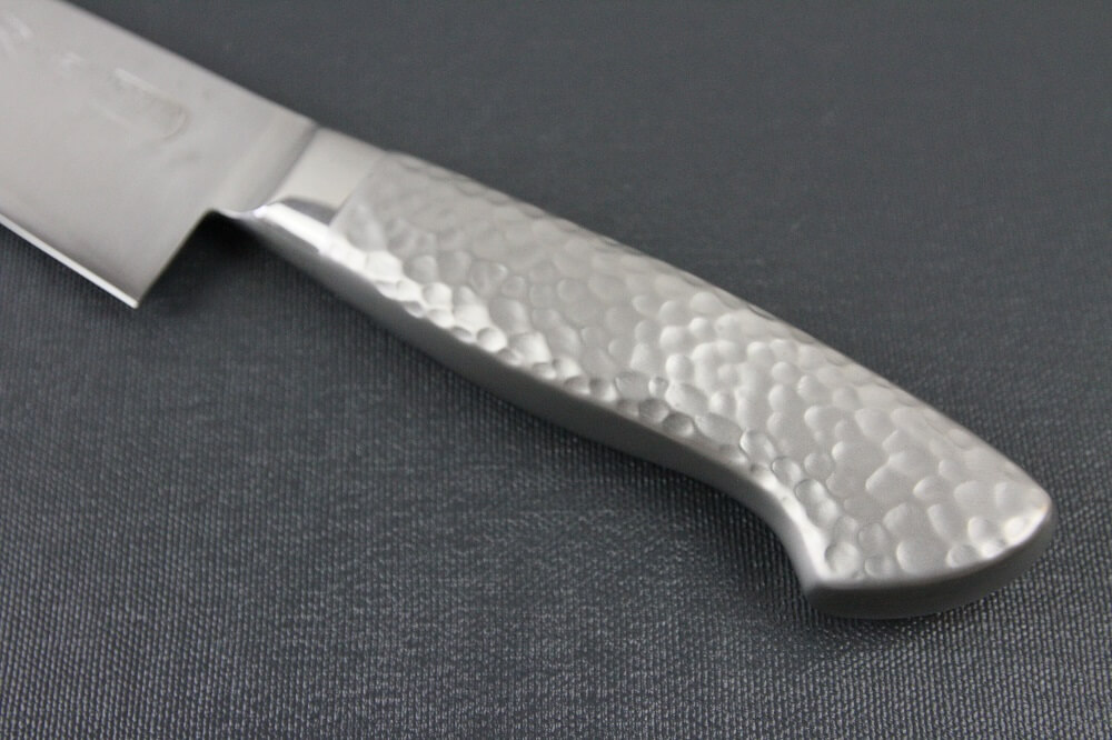 hamfin_santoku150L_05 Japanese Chef Knife, Hammer Finish Series, Santoku multi-purpose knife 150mm left-handed, handle details