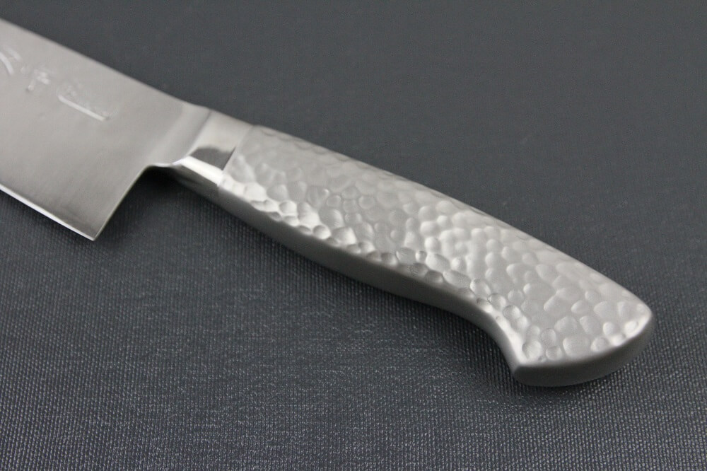 hamfin_santoku165L_05 Japanese Chef Knife, Hammer Finish Series, Santoku multi-purpose knife 165mm left-handed, handle details