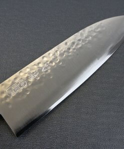 Japanese Chef Knife, Hammer Finish Series, Santoku multi-purpose 165mm, front view of blade