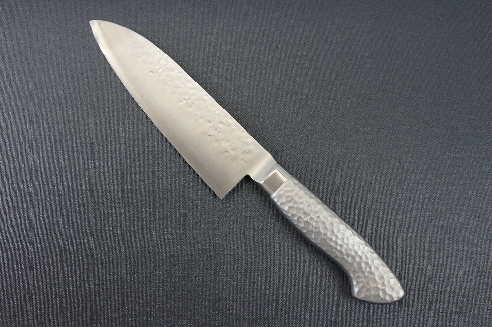 hamfin_santoku165_04 Japanese Chef Knife, Hammer Finish Series, Santoku multi-purpose 165mm, backside view