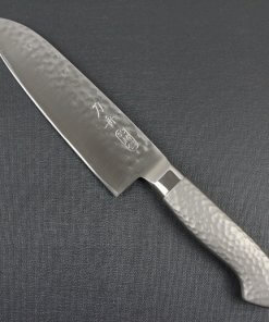 Japanese Chef Knife, Hammer Finish Series, Santoku multi-purpose knife 180mm left-handed, front view