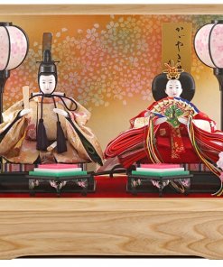 Hina dolls, a Japanese doll, compact size pair dolls set Miyuki (WHite), entire view of the product