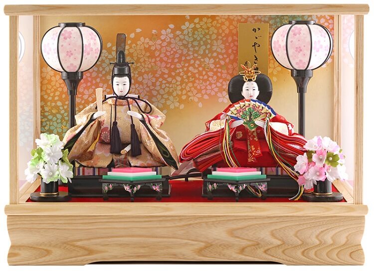 163-208_01 Hina dolls, a Japanese doll, compact size pair dolls set Miyuki (WHite), entire view of the product