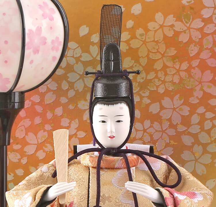 163-208_03 Hina dolls, a Japanese doll, compact size pair dolls set Miyuki (WHite), face of the emperor doll