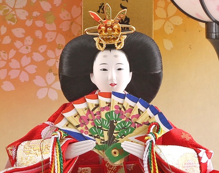 163-208_04 Hina dolls, a Japanese doll, compact size pair dolls set Miyuki (White), face of the empress doll