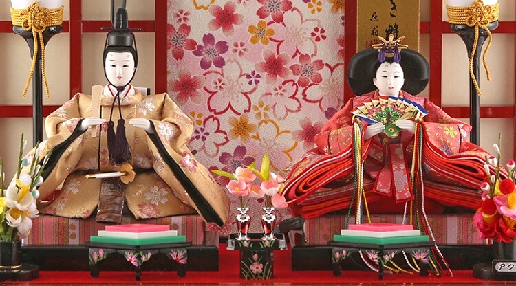163-210_02 Hina dolls, a Japanese doll, gorgeous pair dolls set Ukibune, details of emperor and empress dolls