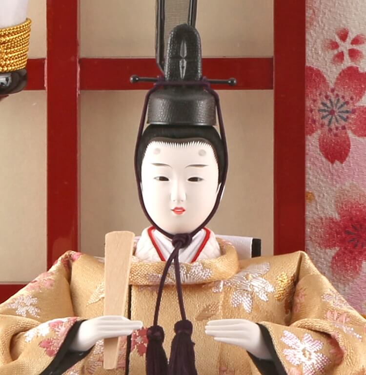 163-210_03 Hina dolls, a Japanese doll, gorgeous pair dolls set Ukibune, details of face of the emperor doll