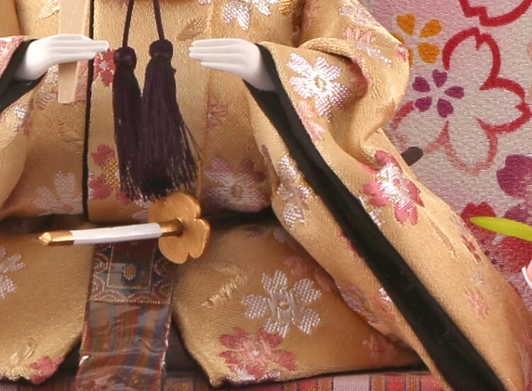 163-210_06 Hina dolls, a Japanese doll, gorgeous pair dolls set Ukibune, details of emperor doll cloth Kimono
