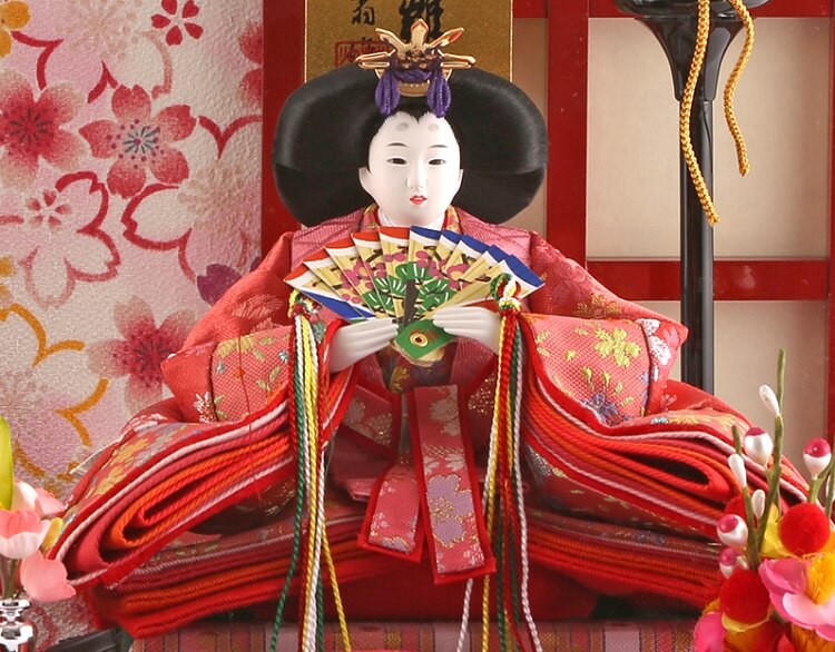163-210_07 Hina dolls, a Japanese doll, gorgeous pair dolls set Ukibune, entire view of the empress doll