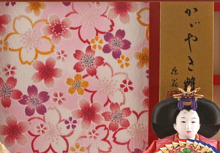 163-210_09 Hina dolls, a Japanese doll, gorgeous pair dolls set Ukibune, background wall details
