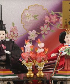 Hina dolls, a Japanese doll, gorgeous pair doll set Hagoromo Purple, details of the pair dolls