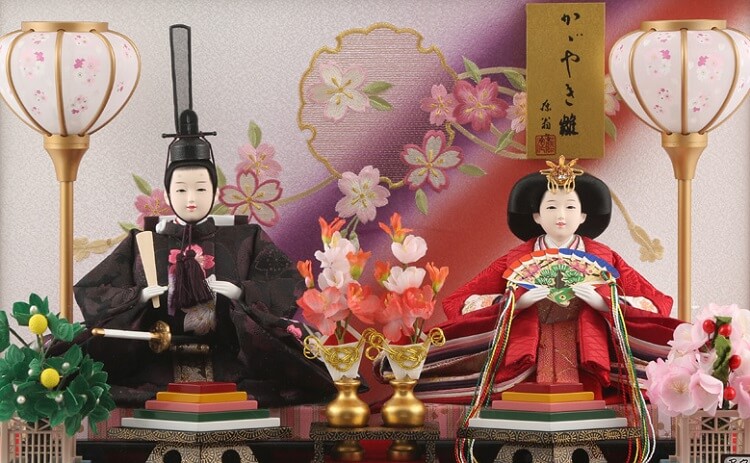 173-250_02 Hina dolls, a Japanese doll, gorgeous pair doll set Hagoromo Purple, details of the pair dolls