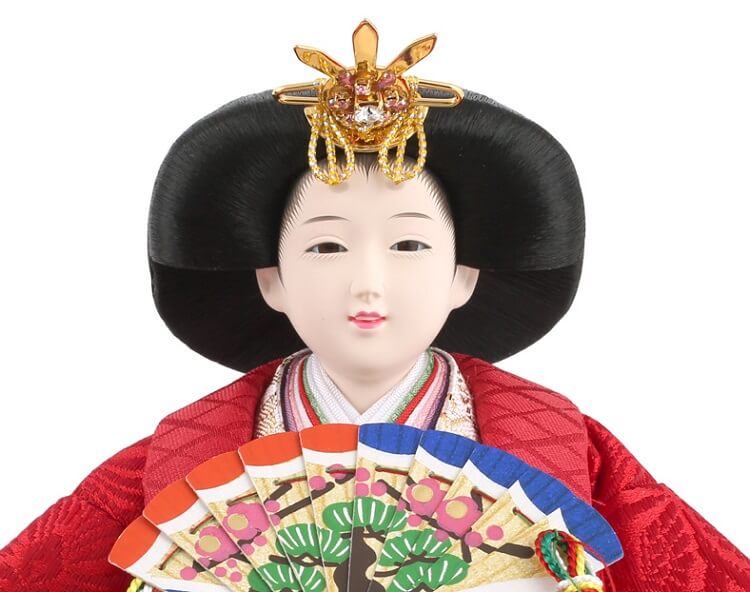 173-250_04 Hina dolls, a Japanese doll, gorgeous pair doll set Hagoromo Purple, face of the empress doll