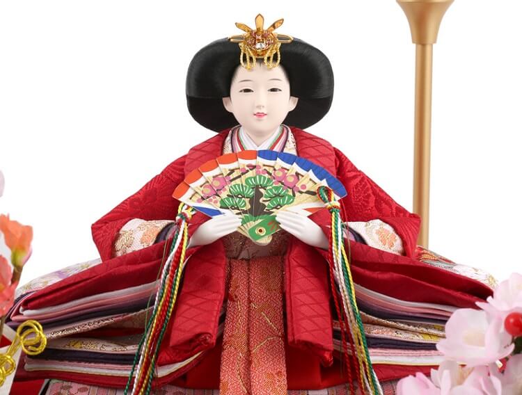 173-250_08 Hina dolls, a Japanese doll, gorgeous pair doll set Hagoromo Purple, entire view of the empress doll