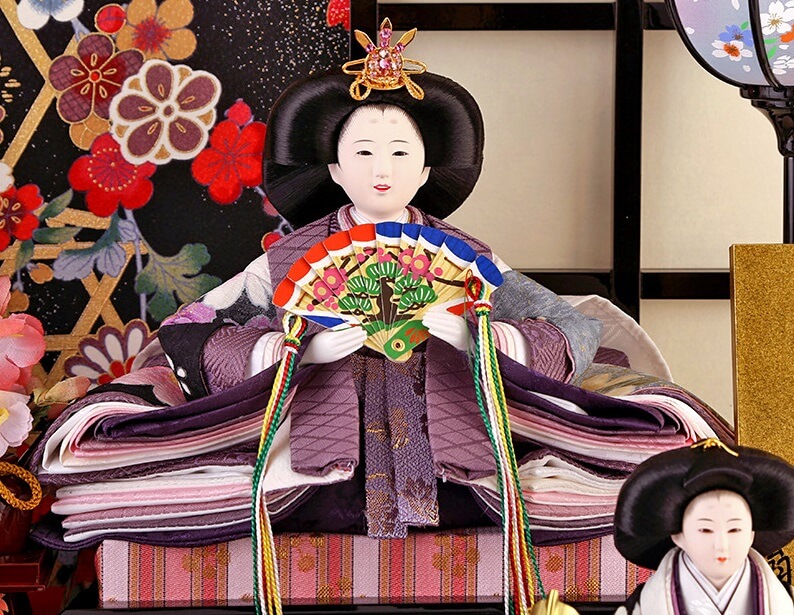 173-522-06 Hina dolls, a Japanese doll, gorgeous 5 dolls set kocho, details of empress doll