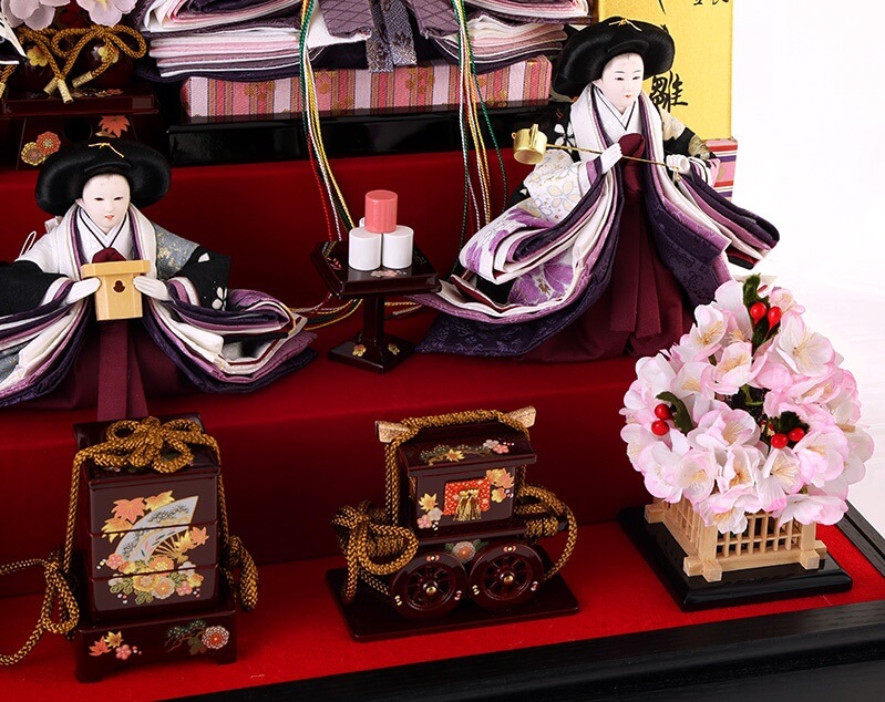 173-522-09 Hina dolls, a Japanese doll, gorgeous 5 dolls set kocho, different side of three court ladies doll