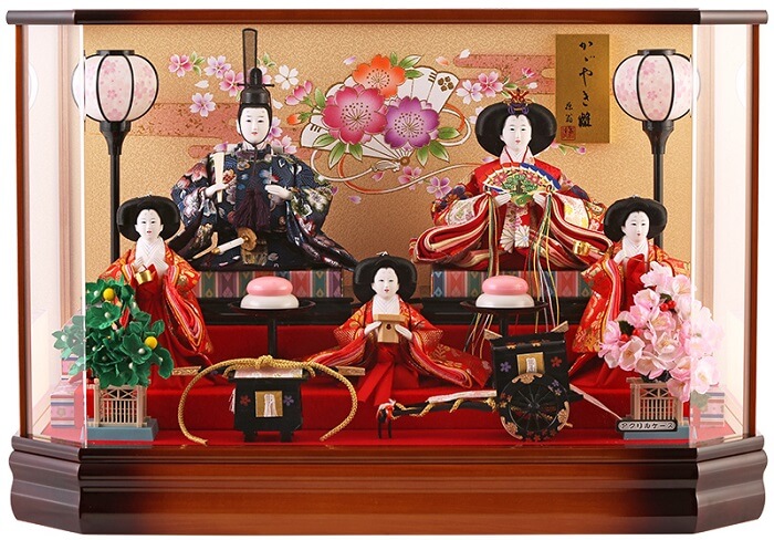173-525_01 Hina dolls, a Japanese doll, gorgeous 5 dolls set Misaki, entire view