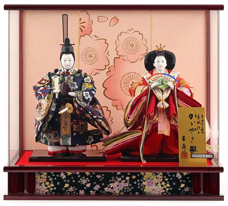 183-210_01 Hina dolls, a Japanese doll, stand-up pair doll set Mitsuki, entire view