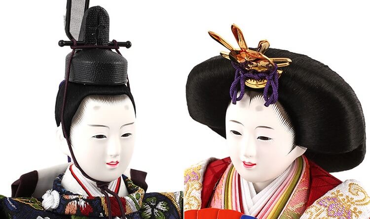 183-210_05 Hina dolls, a Japanese doll, stand-up pair doll set Mitsuki, details of faces