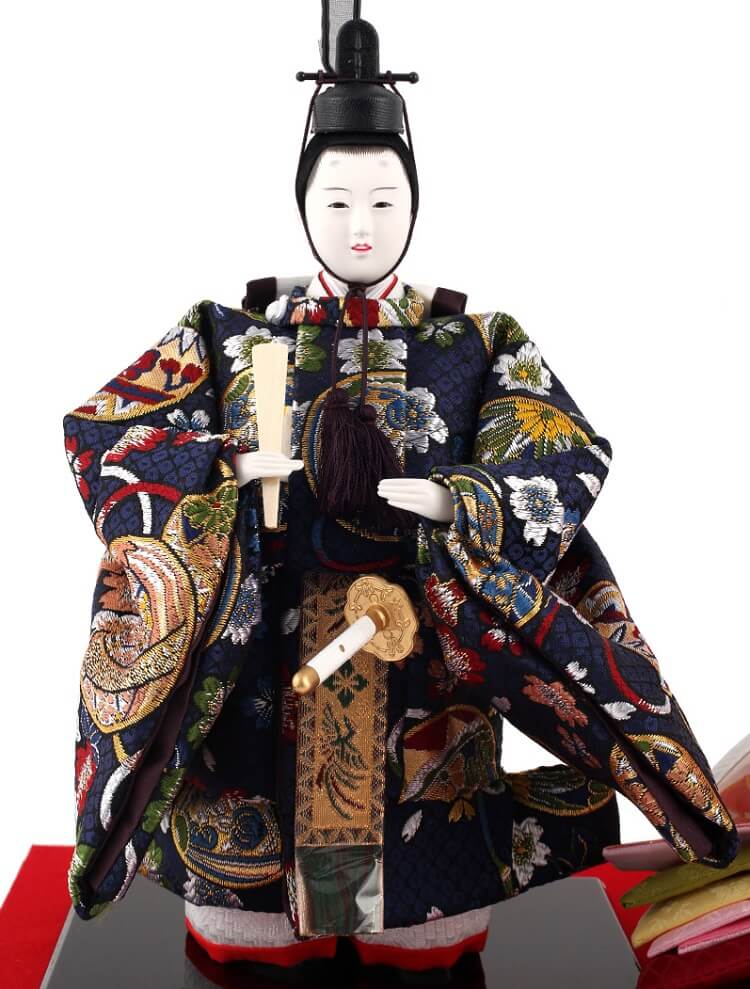 183-210_06 Hina dolls, a Japanese doll, stand-up pair doll set Mitsuki, entire view of the emperor doll