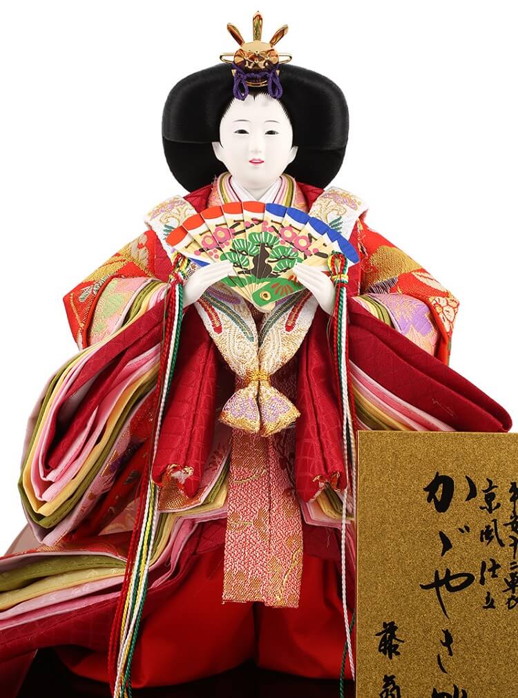 183-210_09 Hina dolls, a Japanese doll, stand-up pair doll set Mitsuki, entire view of the empress doll