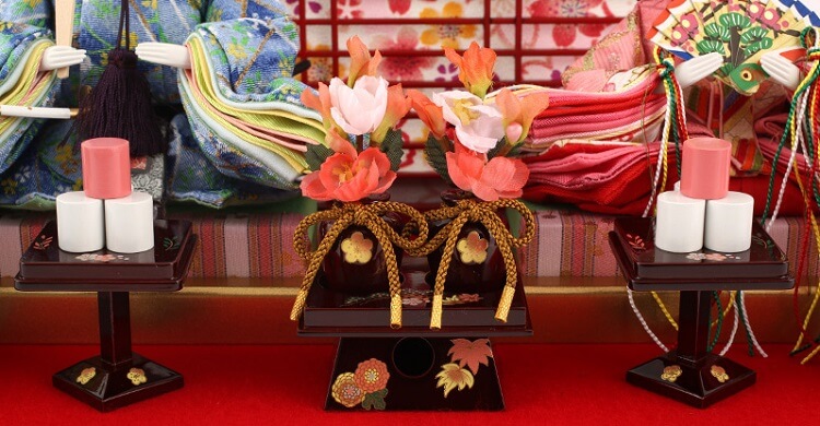 183-247_10 Hina dolls, a Japanese doll, gorgeous pair dolls set Yuna LED, details of flower ornaments