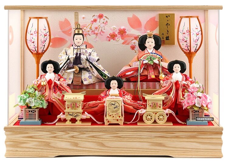 183-505_01 Hina dolls, a Japanese doll, gorgeous 5 dolls set Wakana, entire view
