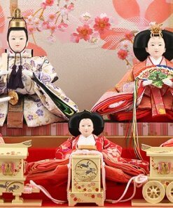 Hina dolls, a Japanese doll, gorgeous 5 dolls set Wakana, details of dolls inside the case