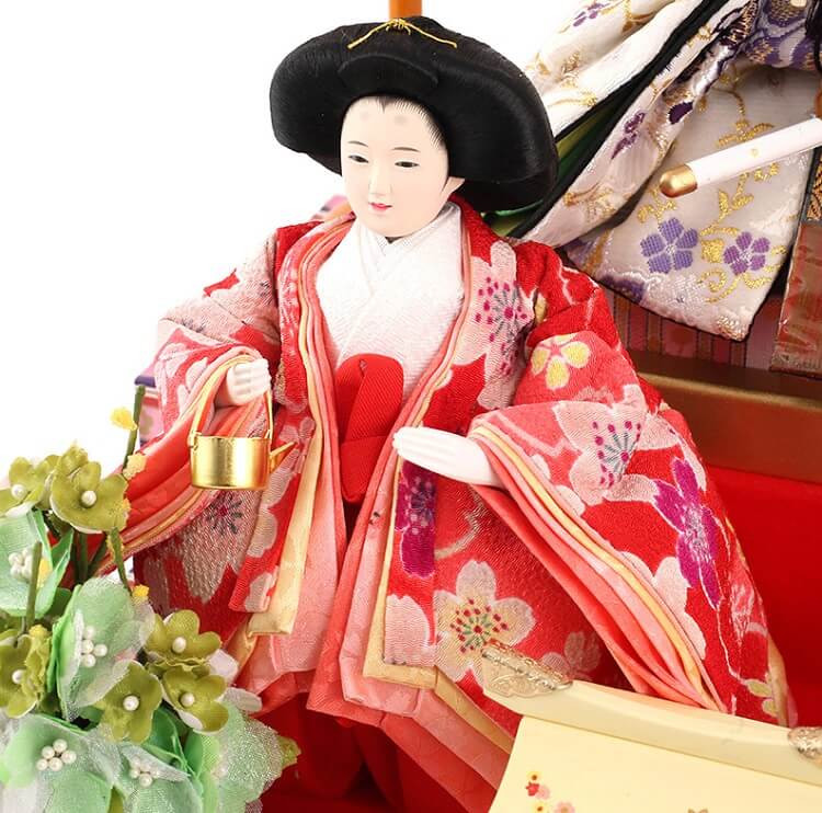 183-505_08 Hina dolls, a Japanese doll, gorgeous 5 dolls set Wakana, entire view of one of the three court ladies (A)