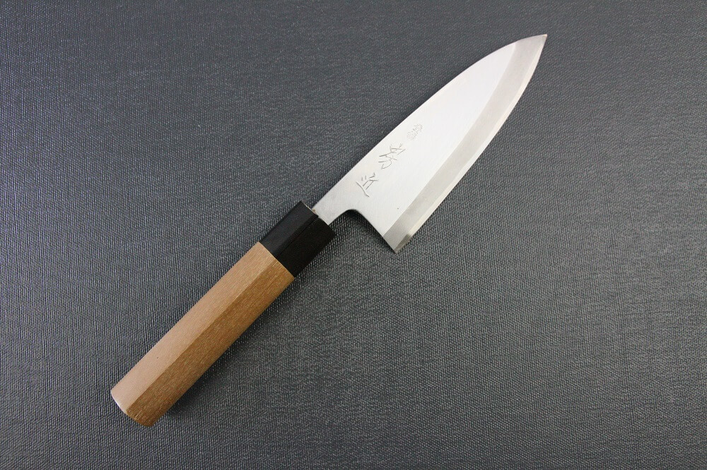 1st_deba_120_IMG_6515 Japanese professional chef knife, Deba fillet knife, steel 120mm, entire view