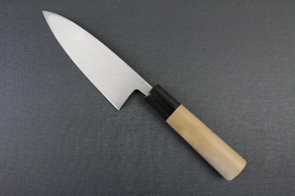 1st_deba_150_IMG_6528 Japanese professional chef knife, Deba fillet knife, steel 150mm, backside entire view