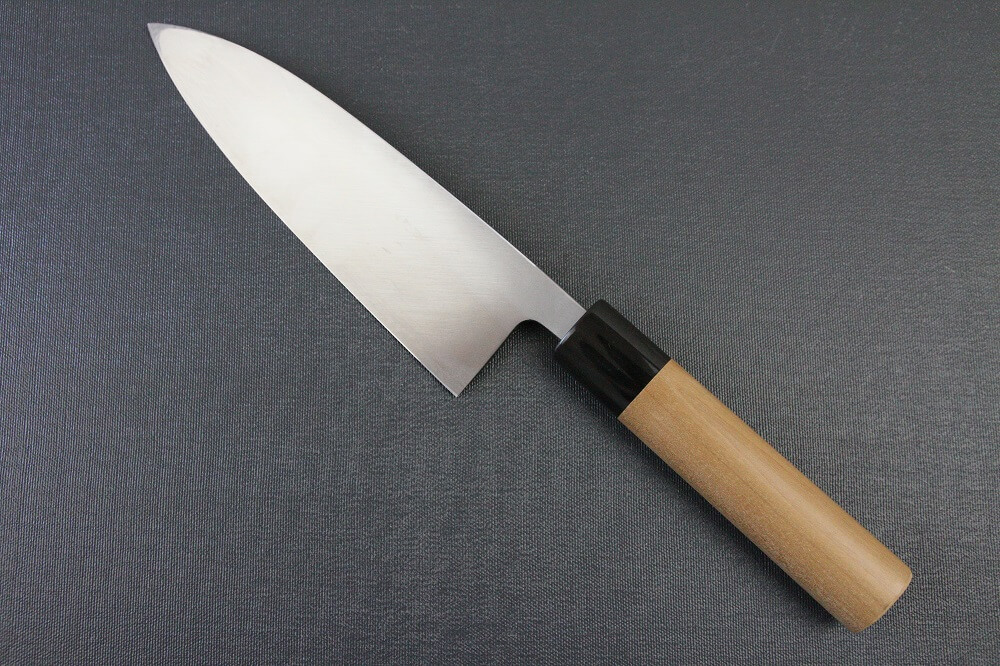 1st_deba_180_IMG_6536 Japanese professional chef knife, Deba fillet knife, steel 180mm, backside entire view