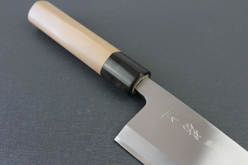 1st_deba_180_IMG_6541 Japanese professional chef knife, Deba fillet knife, steel 180mm, diagonal front view