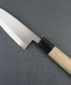 Japanese professional chef knife, left-handed Deba fillet knife, steel 150mm, entire view front side